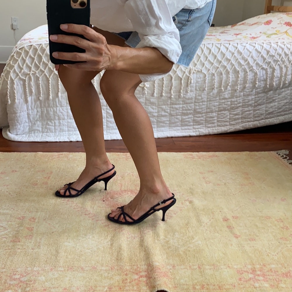 Prada Black Strappy Slingback Heeled Sandals - Picture 15 of 16